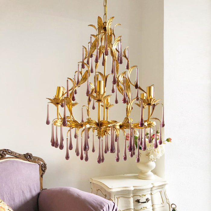 Purple Glass Birdcage Chandelier-DWHOME