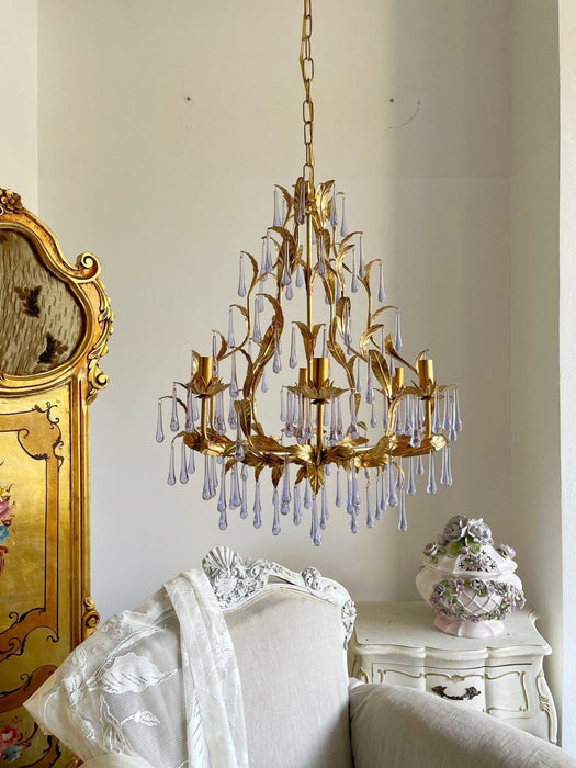 Purple Glass Birdcage Chandelier-DWHOME