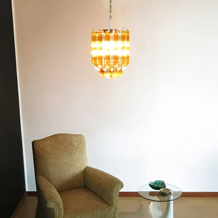 Quadriedri Murano Prisms Amber Transparent Chandelier-DWHOME