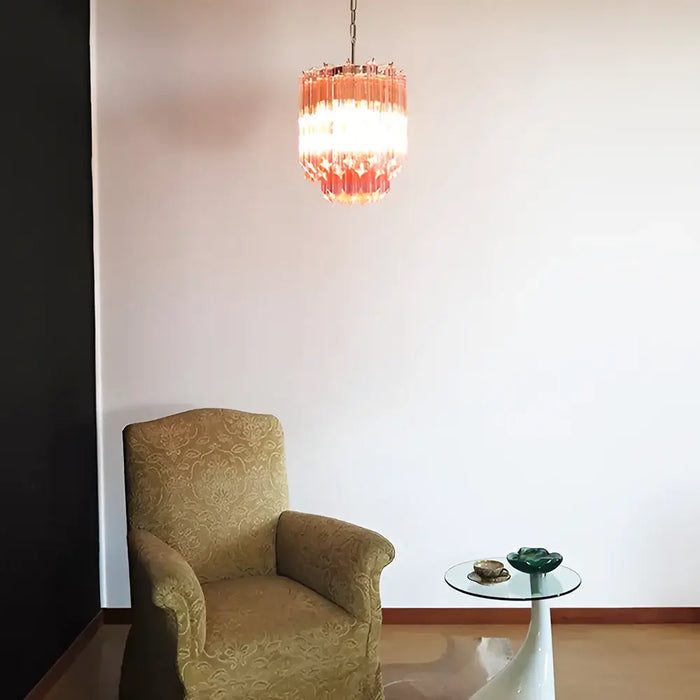 Quadriedri Murano Prisms Pink Chandelier-DWHOME