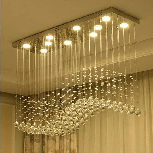 Raindrop Rectangular Crystal Chandelier For Dining Room-DWHOME