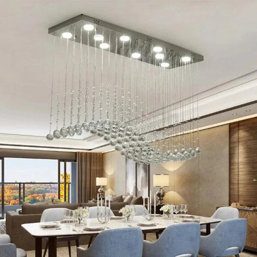 Raindrop Rectangular Crystal Chandelier For Dining Room-DWHOME