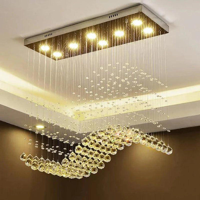 Raindrop Rectangular Crystal Chandelier For Dining Room - DWHOME