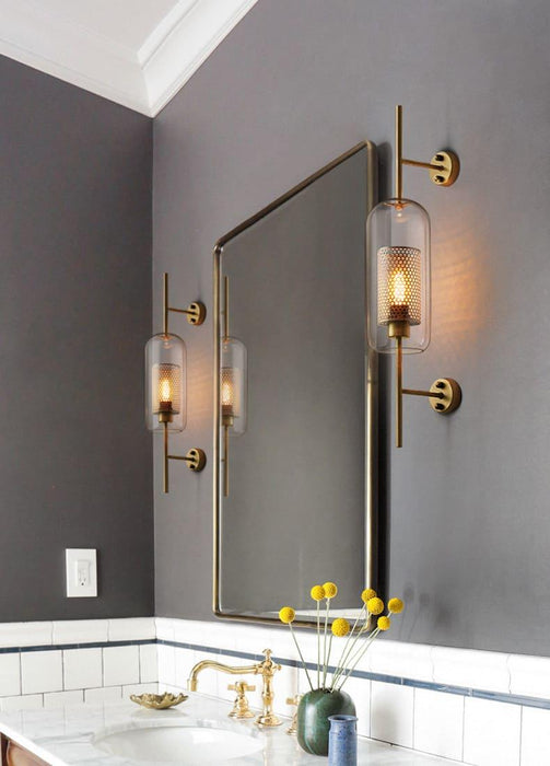 Ramoosin Clear Glass Metal Grill Wall Lamp - DWHOME