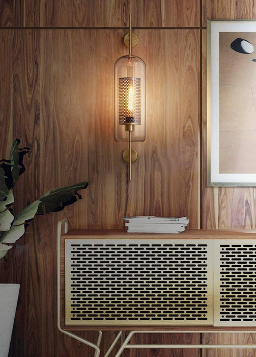 Ramoosin Clear Glass Metal Grill Wall Lamp - DWHOME