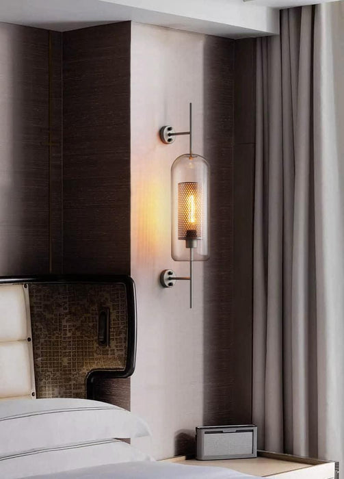 Ramoosin Clear Glass Metal Grill Wall Lamp - DWHOME