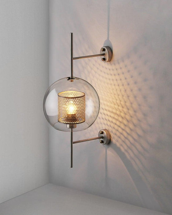 Ramoosin Clear Glass Metal Grill Wall Lamp - DWHOME