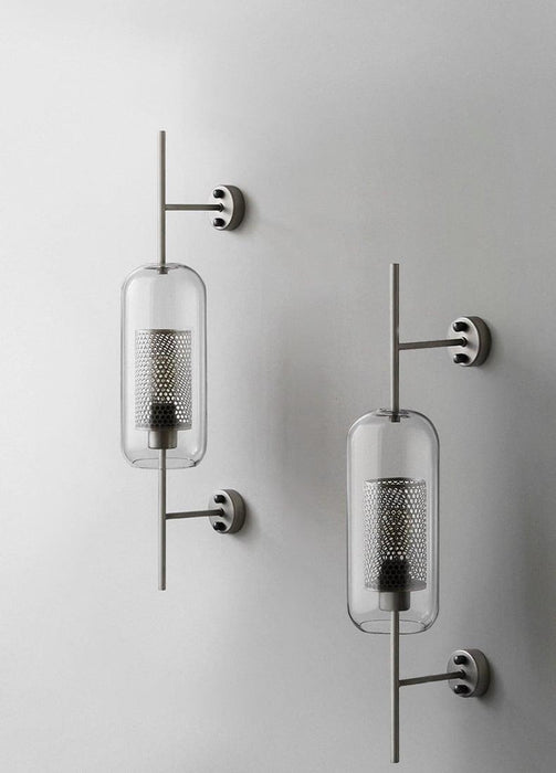 Ramoosin Clear Glass Metal Grill Wall Lamp - DWHOME