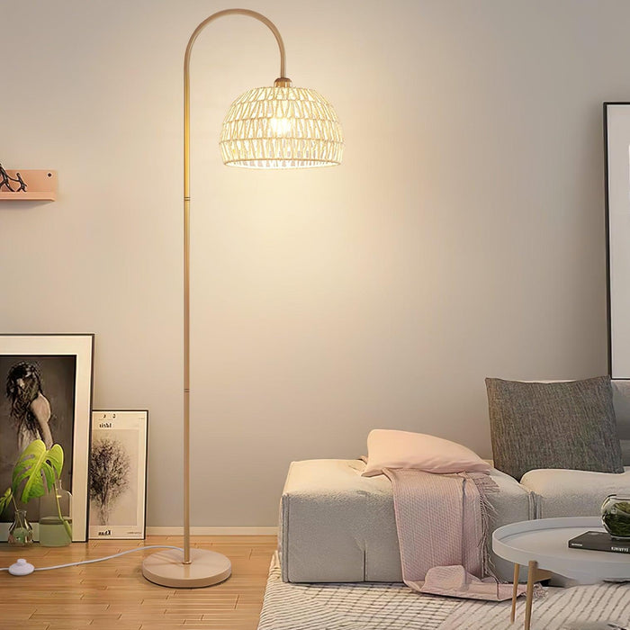 Rattan Arch Floor Lamp-DWHOME