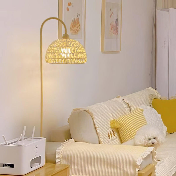 Rattan Arch Floor Lamp-DWHOME