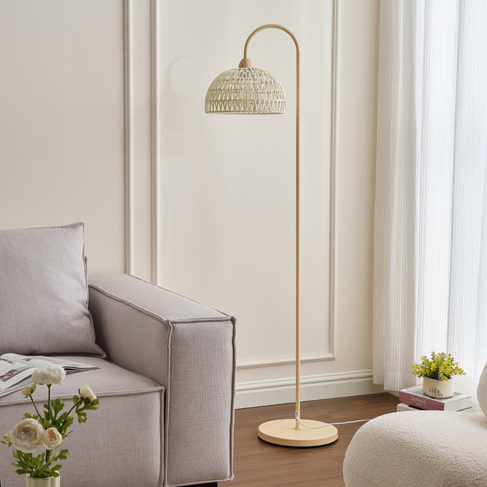 Rattan Arch Floor Lamp-DWHOME