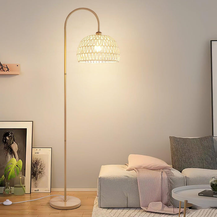 Rattan Arch Floor Lamp-DWHOME