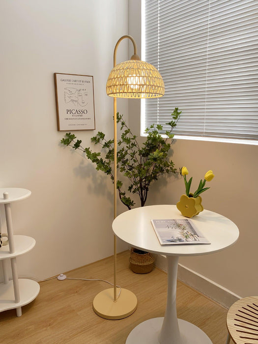 Rattan Arch Floor Lamp-DWHOME