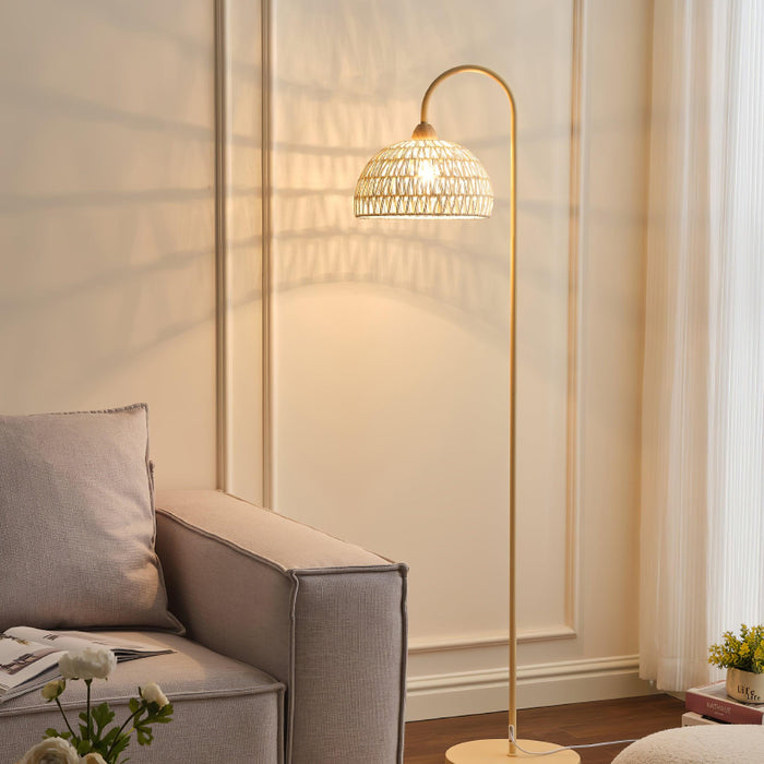 Rattan Arch Floor Lamp-DWHOME