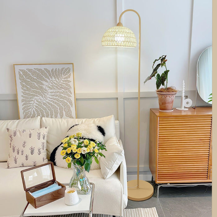Rattan Arch Floor Lamp-DWHOME