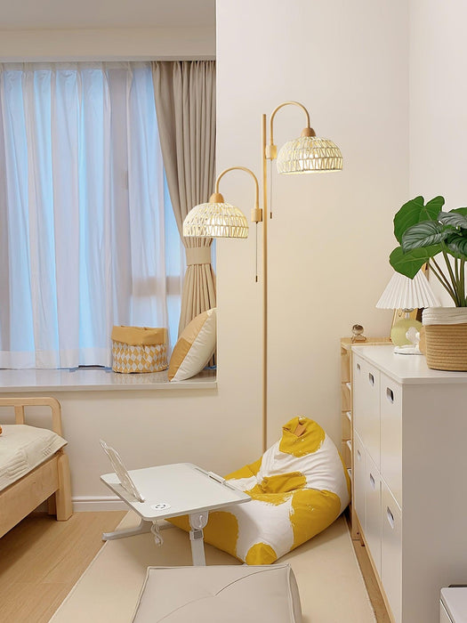 Rattan Arch Floor Lamp-DWHOME