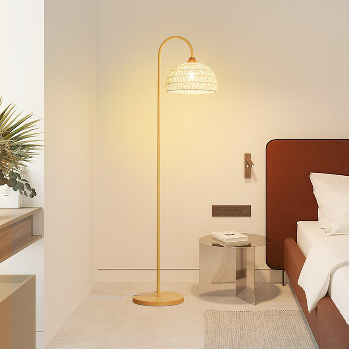 Rattan Arch Floor Lamp-DWHOME