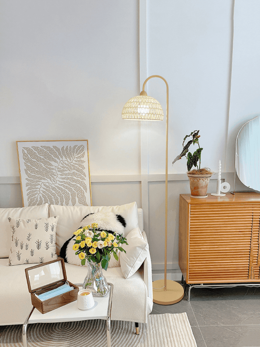 Rattan Arch Floor Lamp-DWHOME