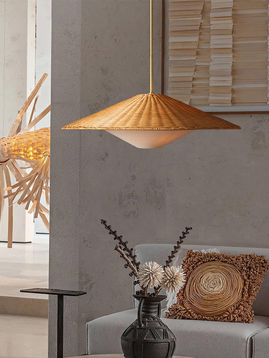 Rattan Hat Pendant Light-DWHOME
