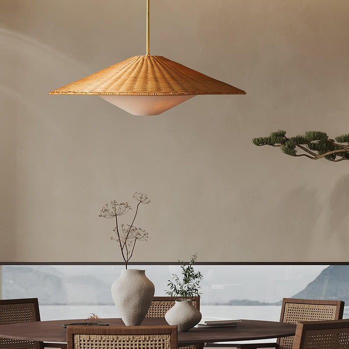 Rattan Hat Pendant Light-DWHOME