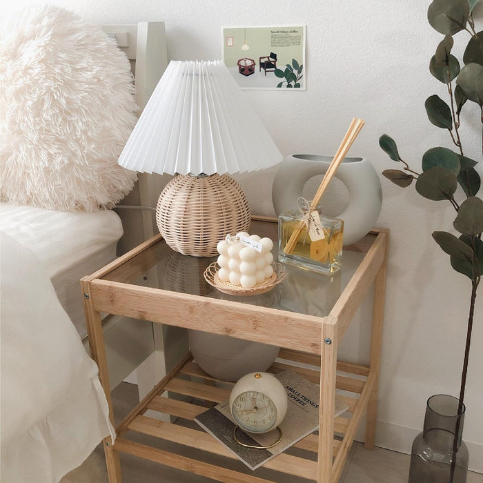 Rattan Pleated Table lamp-DWHOME