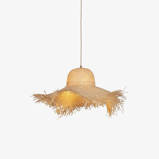 Rattan Straw Hat Pendant Light-DWHOME