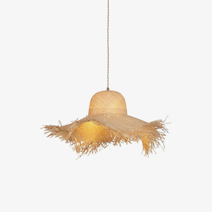 Rattan Straw Hat Pendant Light-DWHOME