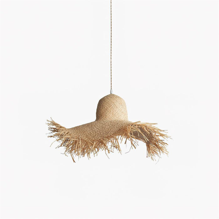 Rattan Straw Hat Pendant Light-DWHOME