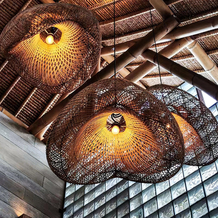 Rattan Wave Pendant Light-DWHOME