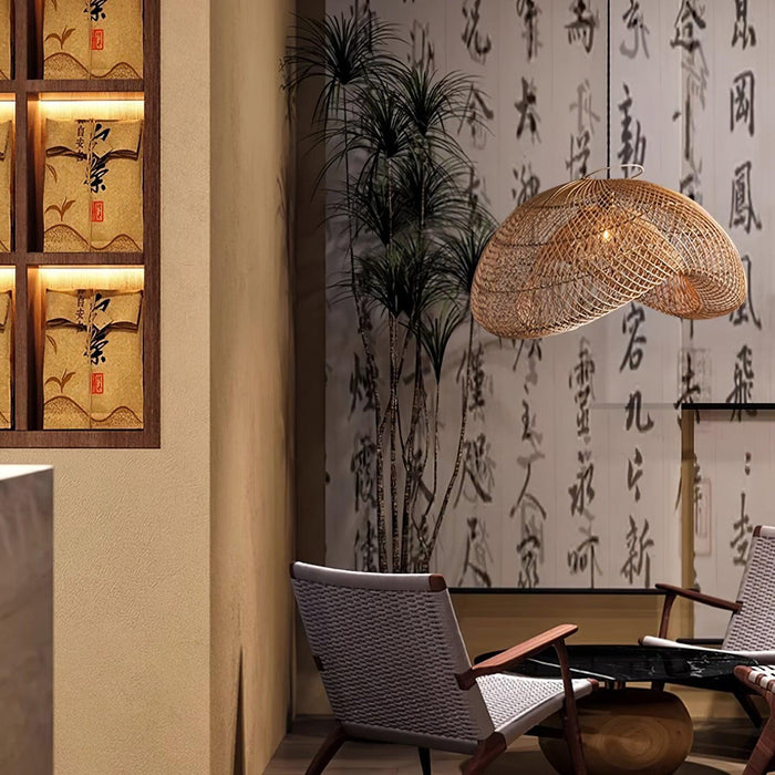 Rattan Wave Pendant Light-DWHOME