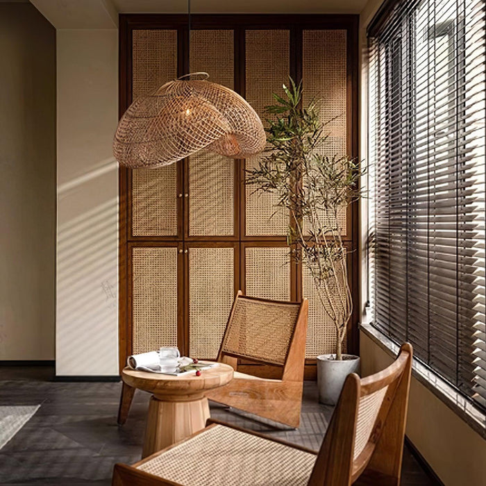 Rattan Wave Pendant Light-DWHOME