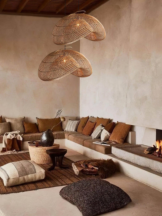 Rattan Wave Pendant Light-DWHOME