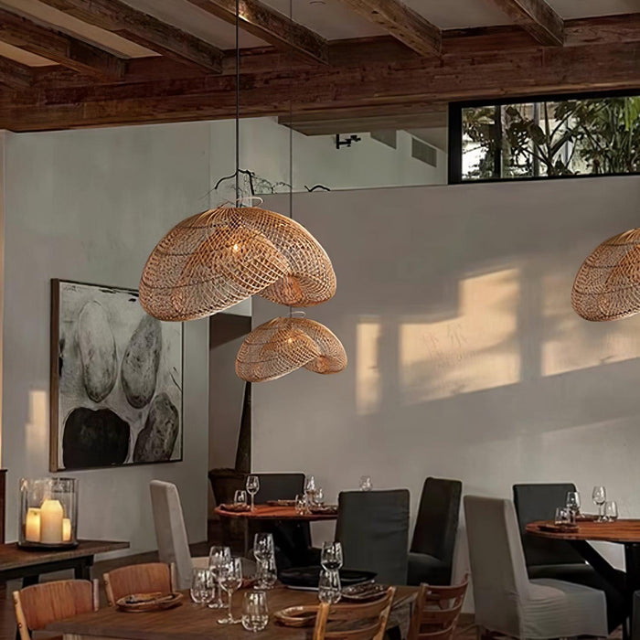 Rattan Wave Pendant Light-DWHOME