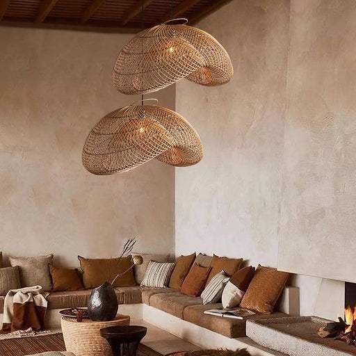 Rattan Wave Pendant Light-DWHOME