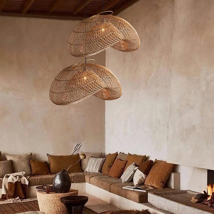 Rattan Wave Pendant Light-DWHOME