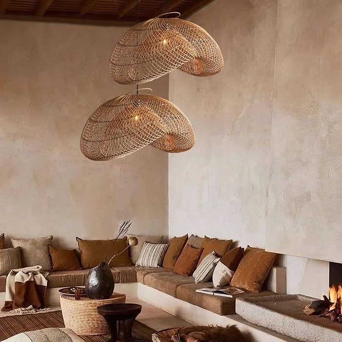 Rattan Wave Pendant Light-DWHOME