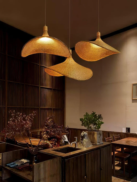 Rattan Weave Hat Pendant Light-DWHOME