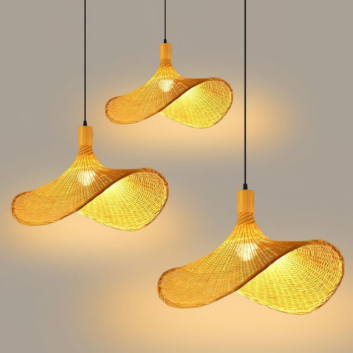 Rattan Weave Hat Pendant Light-DWHOME