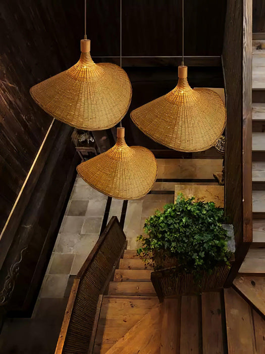 Rattan Weave Hat Pendant Light-DWHOME