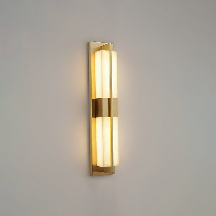 Rectangular Alabaster Brass Wall Sconce - Vakkerlight