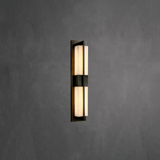Rectangular Alabaster Brass Wall Sconce-DWHOME