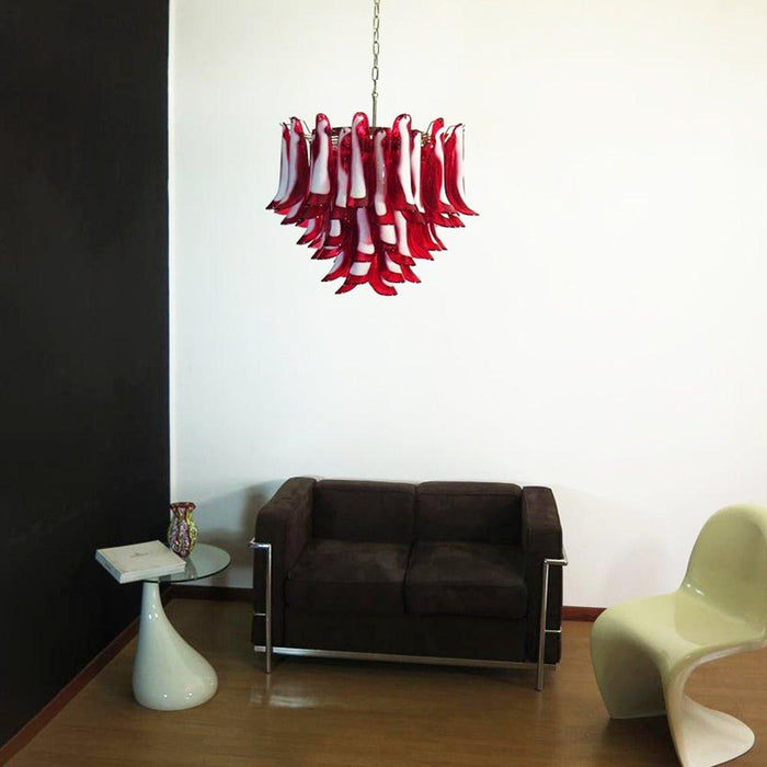 Red Glass Murano Petals Chandelier-DWHOME