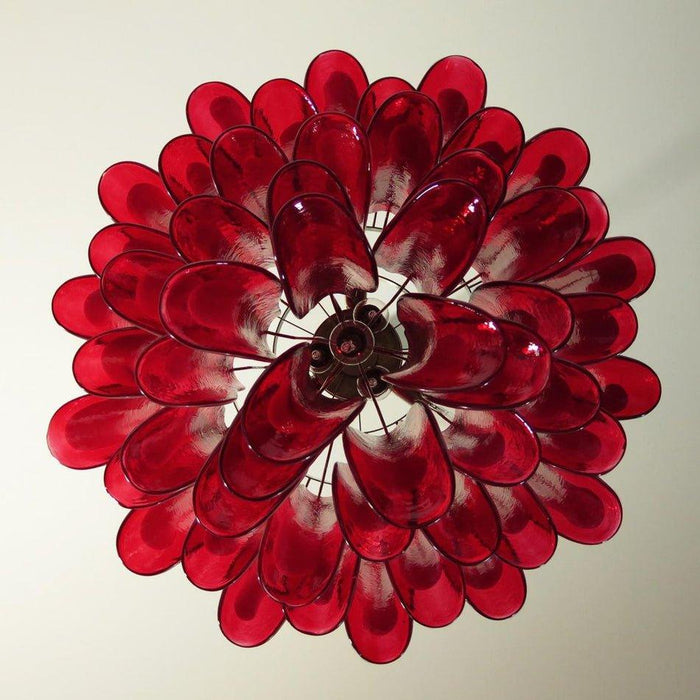 Red Glass Murano Petals Chandelier-DWHOME