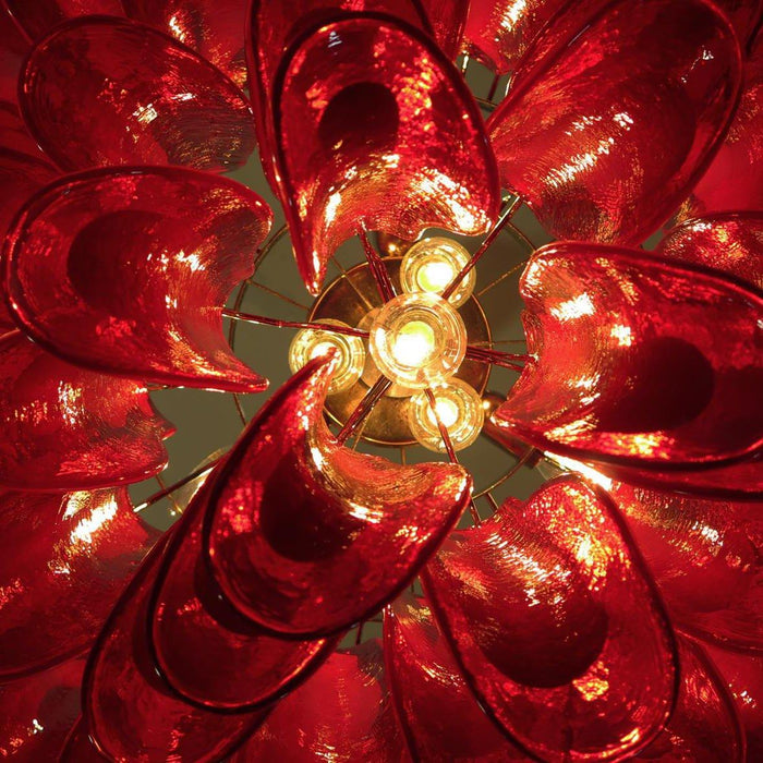 Red Glass Murano Petals Chandelier-DWHOME