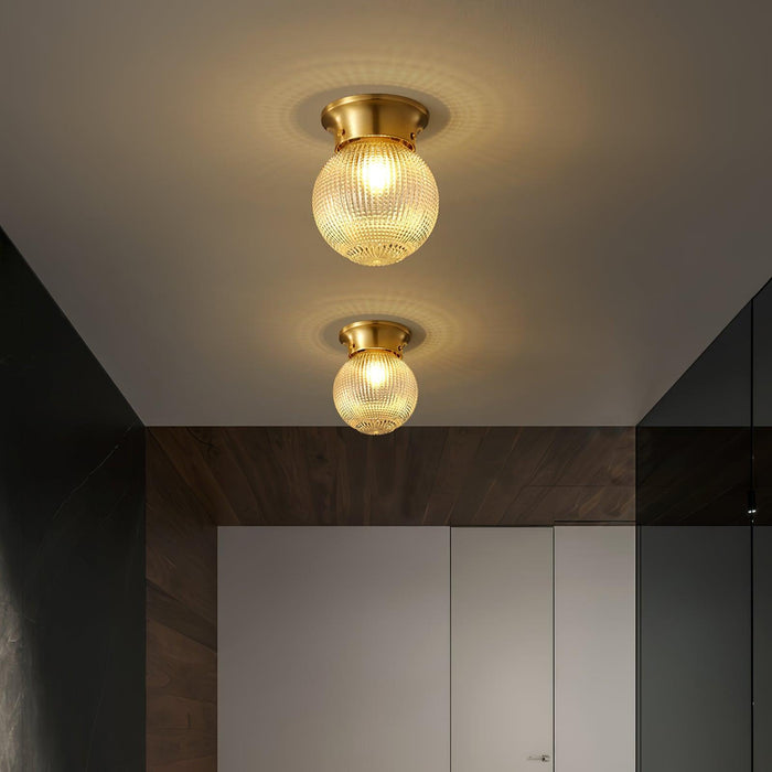 Reeded Globe Flush Ceiling Light-DWHOME