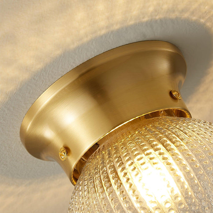 Reeded Globe Flush Ceiling Light-DWHOME
