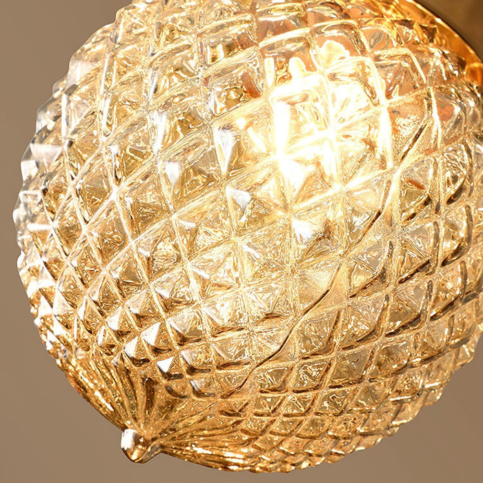 Reeded Globe Flush Ceiling Light-DWHOME
