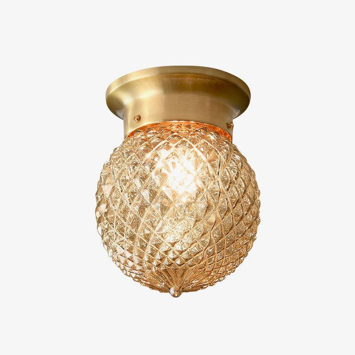 Reeded Globe Flush Ceiling Light-DWHOME