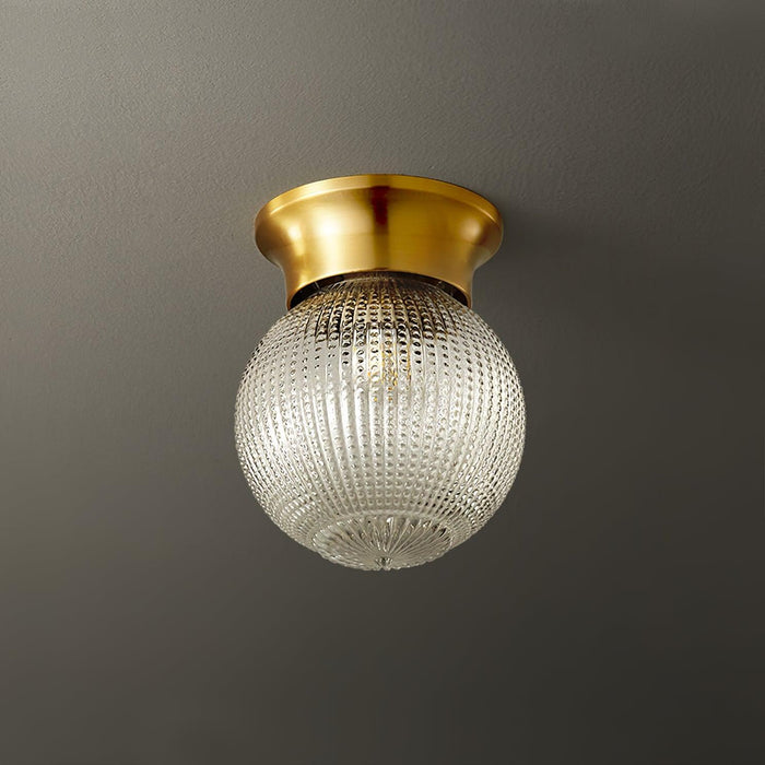 Reeded Globe Flush Ceiling Light-DWHOME