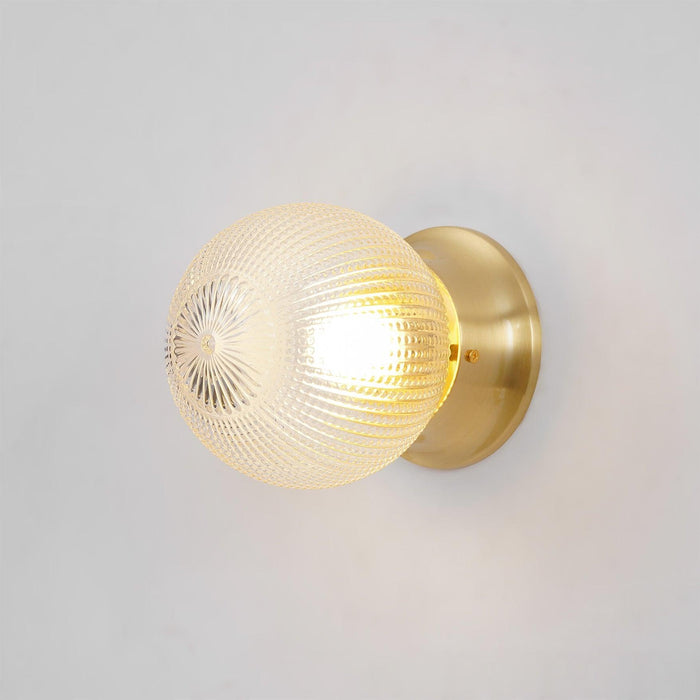 Reeded Globe Flush Ceiling Light-DWHOME